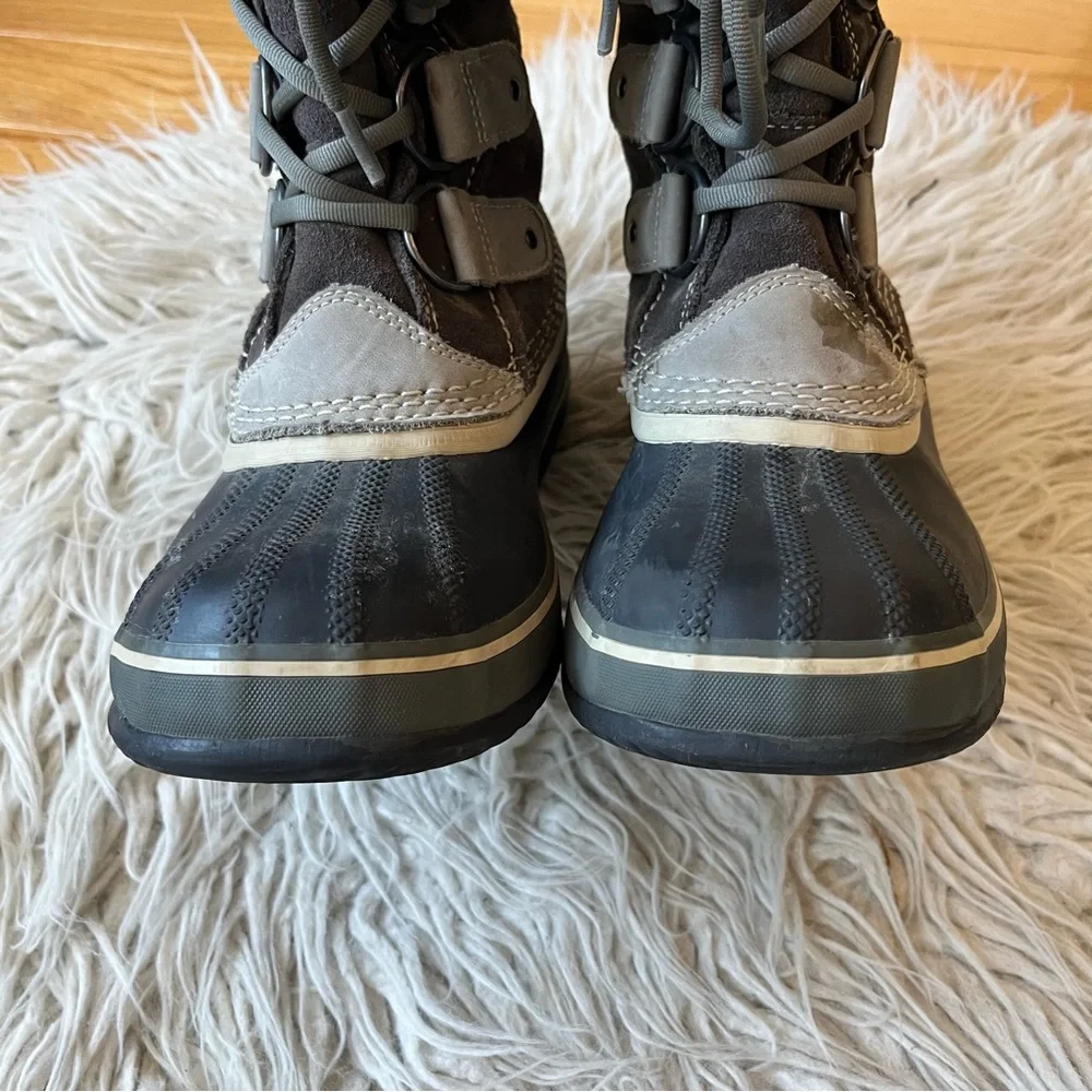 Sorel Joan Of Artic Gray Waterproof Suede Faux Fur Felt Lined Winter Boots Sz 8